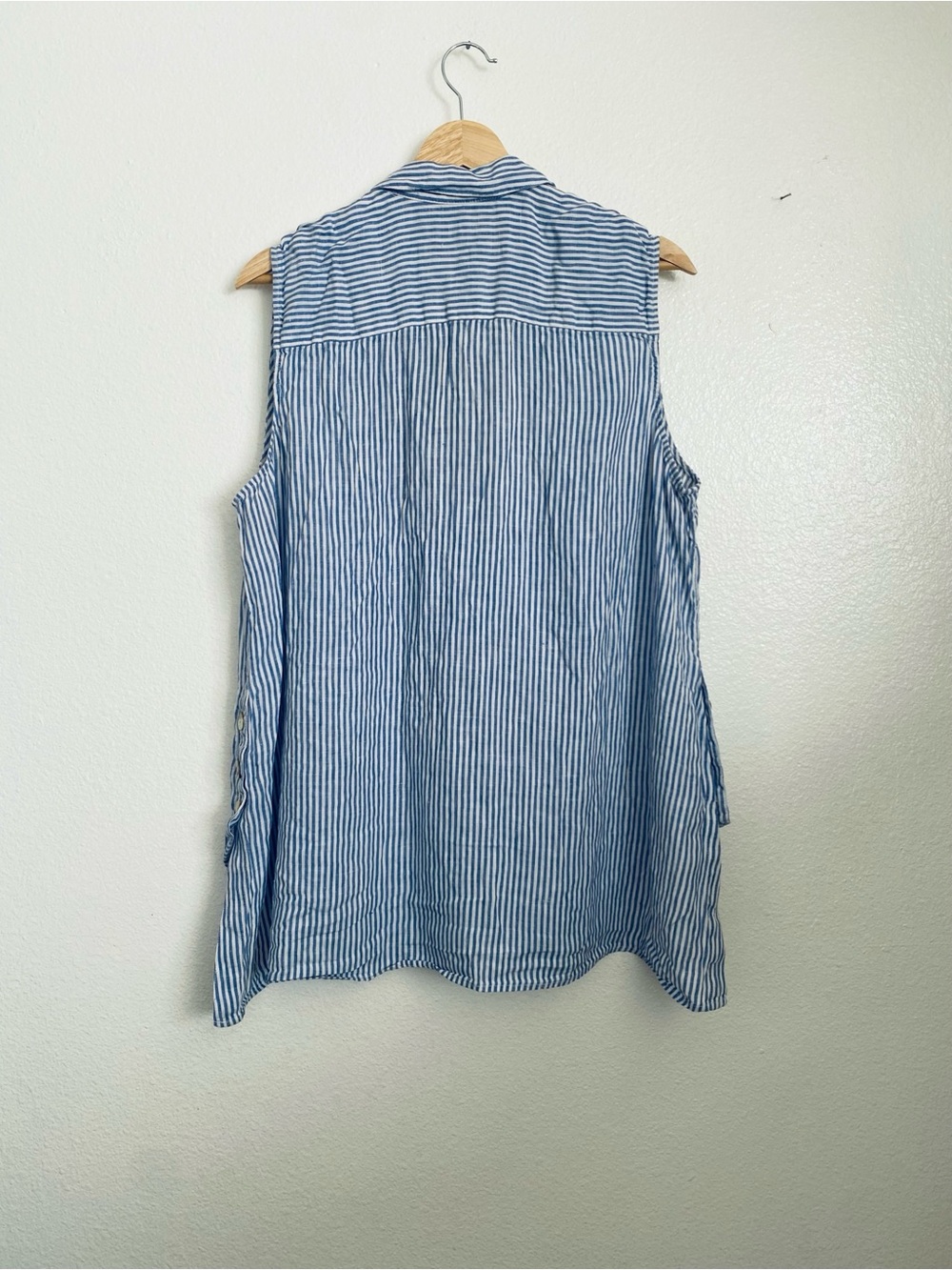 J. Jill Blue White Striped Linen Sleeveless Button Front Top Size 1X - Picture 9 of 13